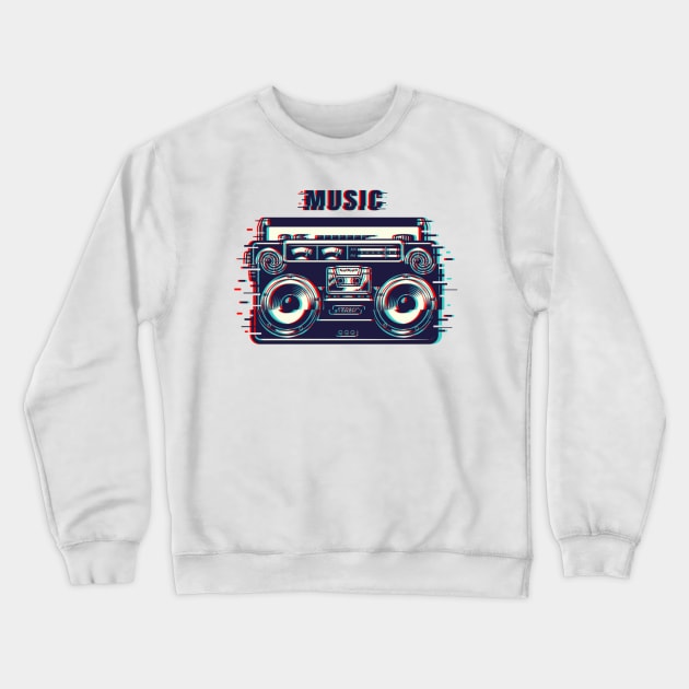 Music Tape Recorder Crewneck Sweatshirt by Seopdesigns